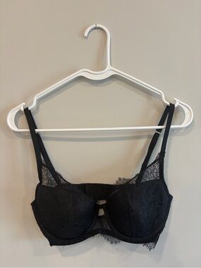 Victoria's Secret Black Lace Underwire Bra - Sheer Overlay